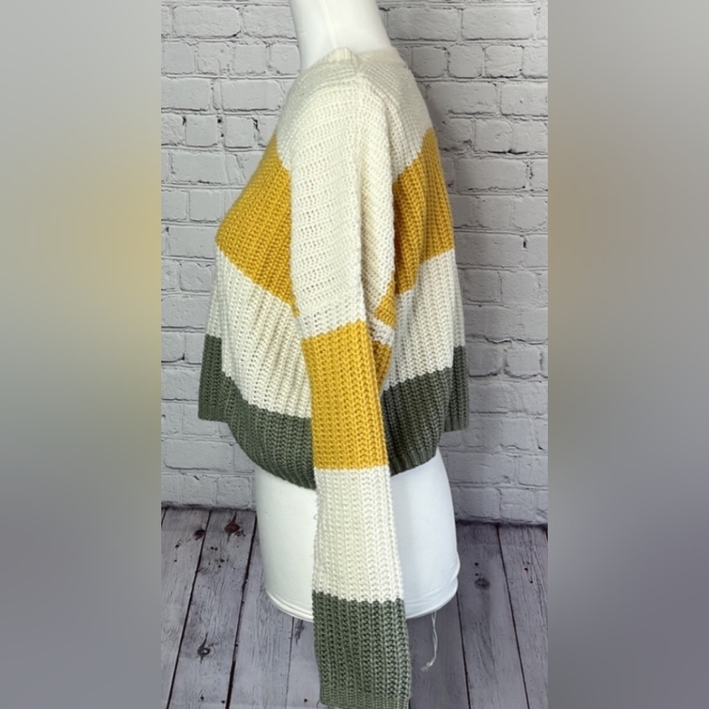 MOON & MADISON Chunky Knit Colorblock Cropped Sweater, XS - Picture 5 of 9